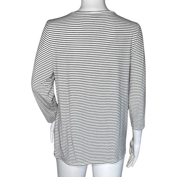 Chicos Shirt Womens Medium 1‎ Black White Stripe Twist Front Tee Basic Casual - Picture 4 of 6